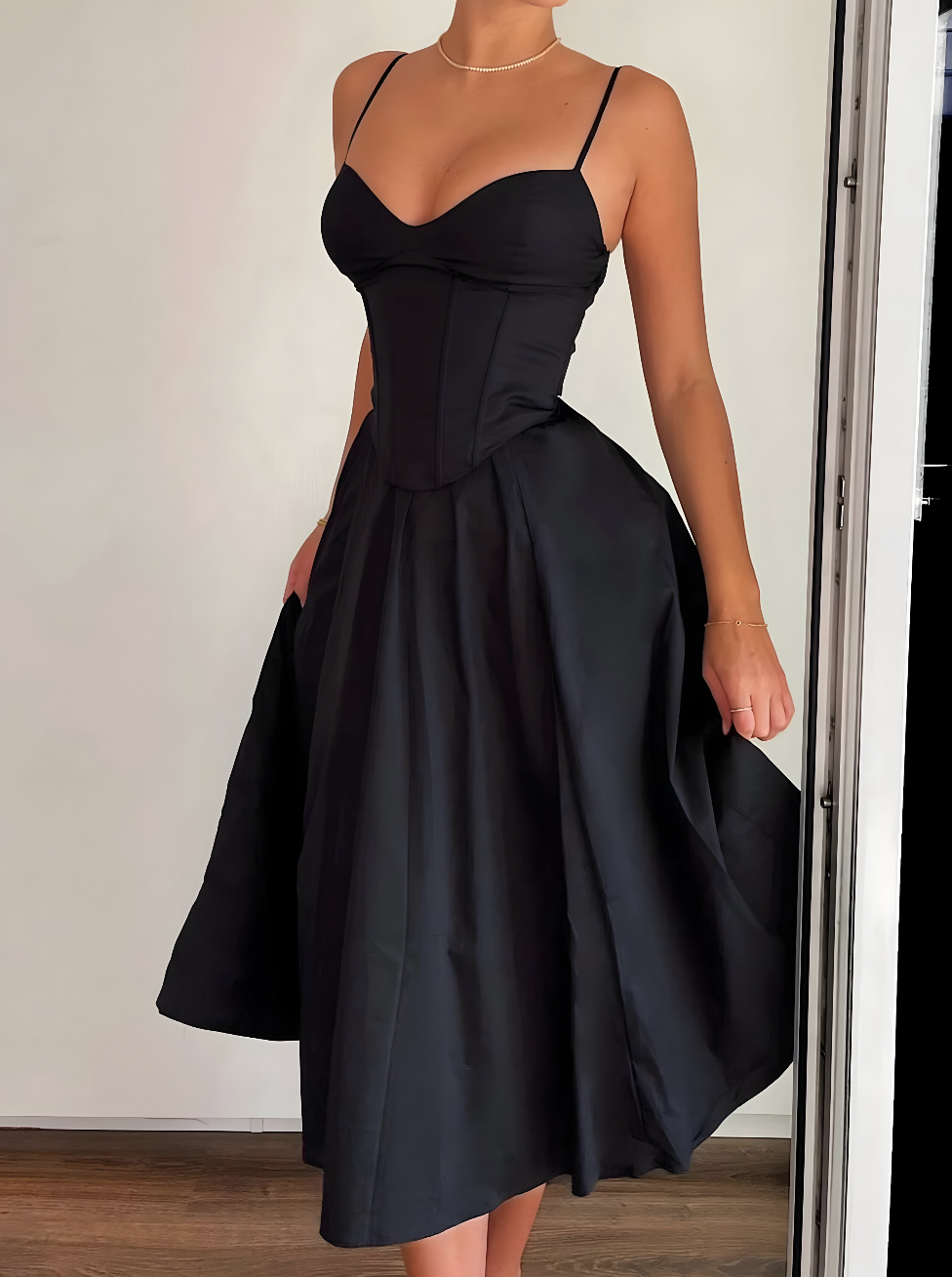 Elegant Corset Spaghetti Strap Maxi Dress