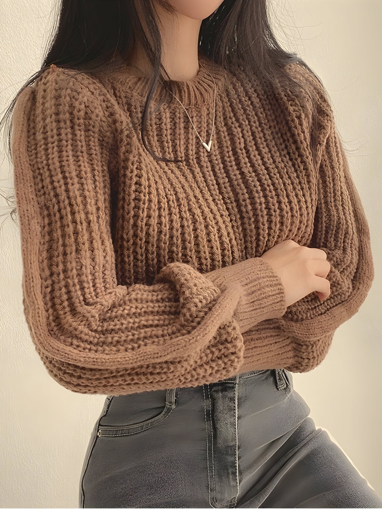 Soft Knit Cropped Sweater Top