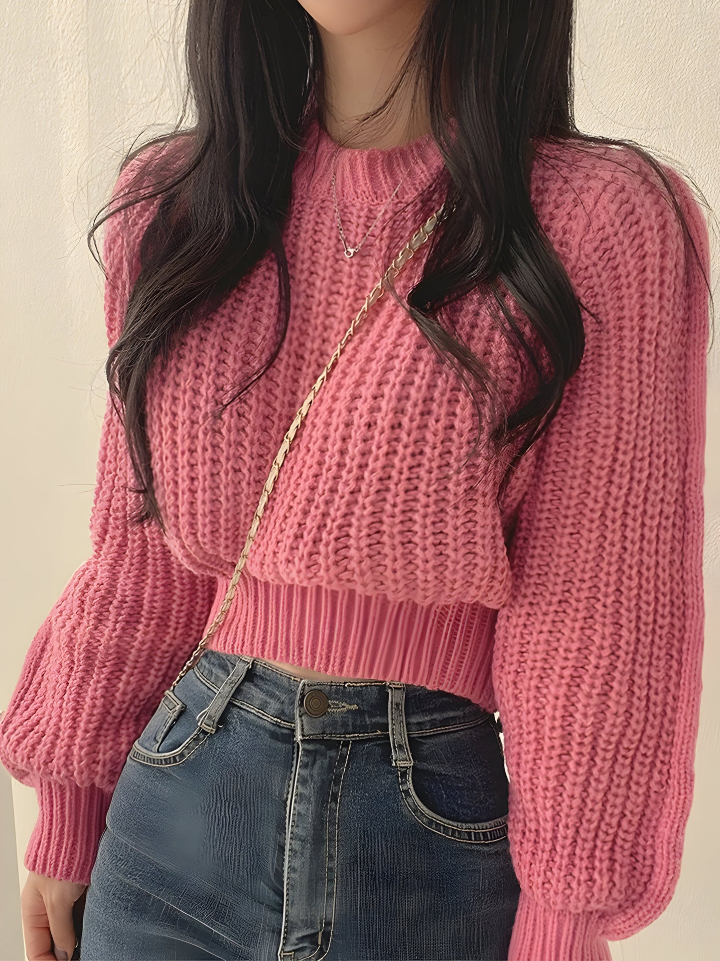 Soft Knit Cropped Sweater Top