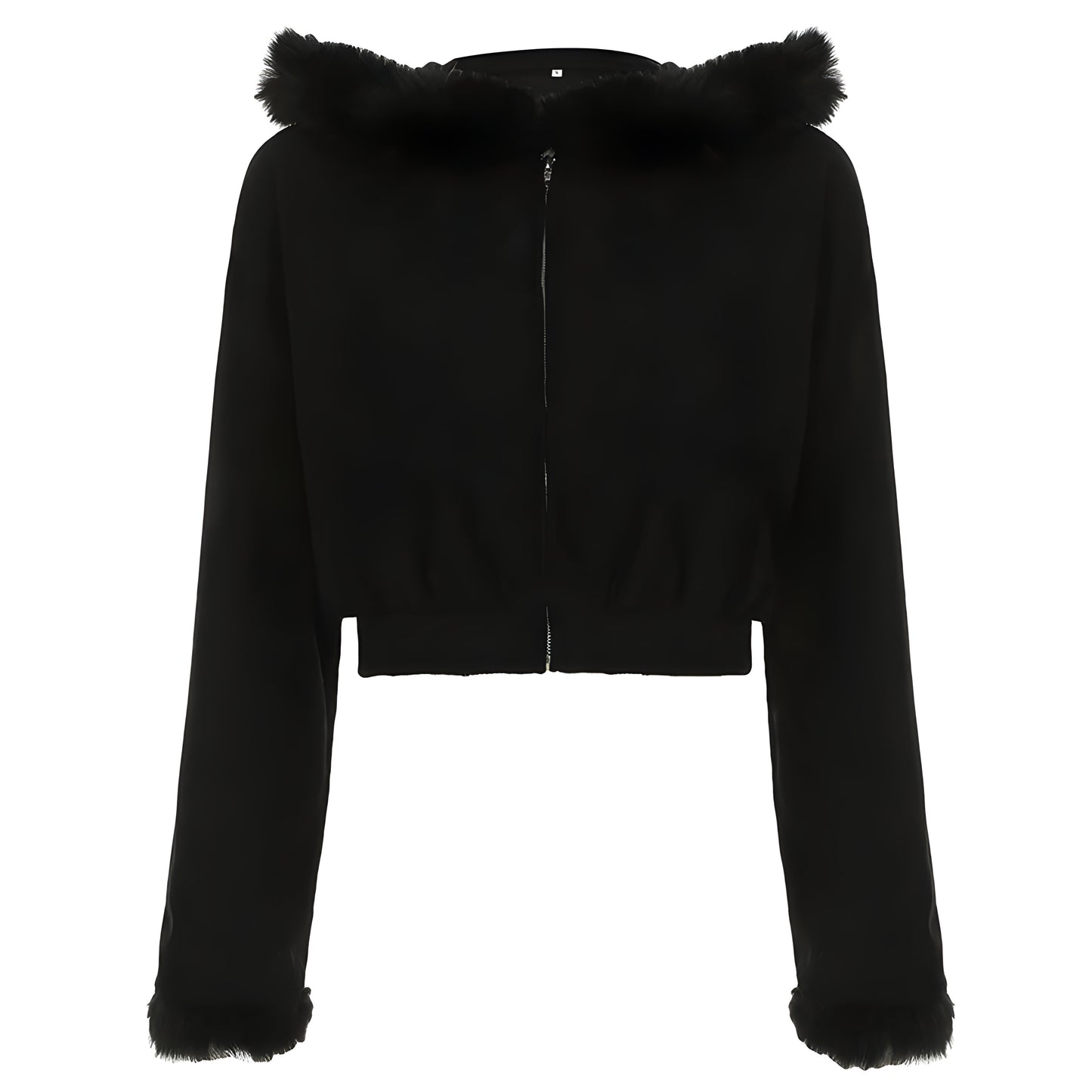 Crop Hoodie Jacket Fur Hood Y2K