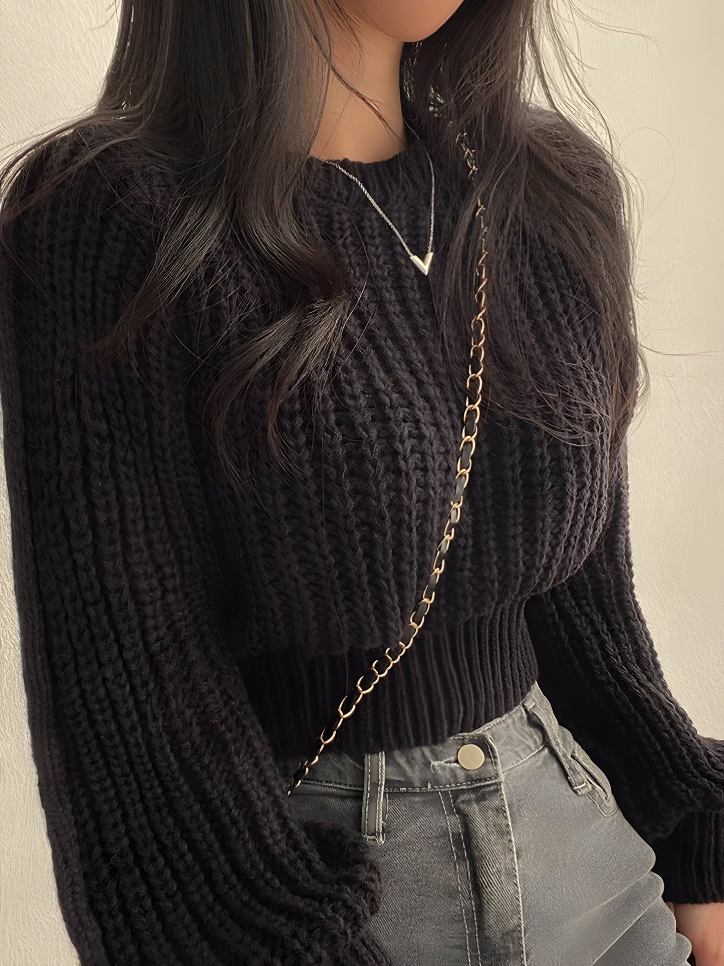 Soft Knit Cropped Sweater Top