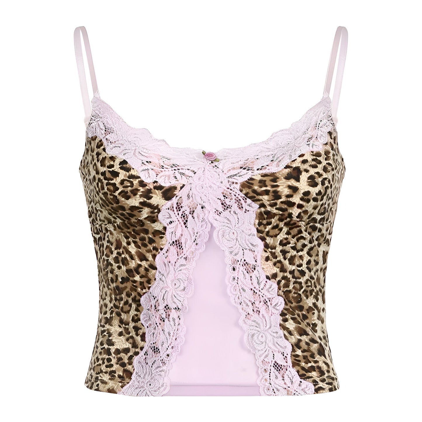 Leopard Print Lace Crop Bow Top