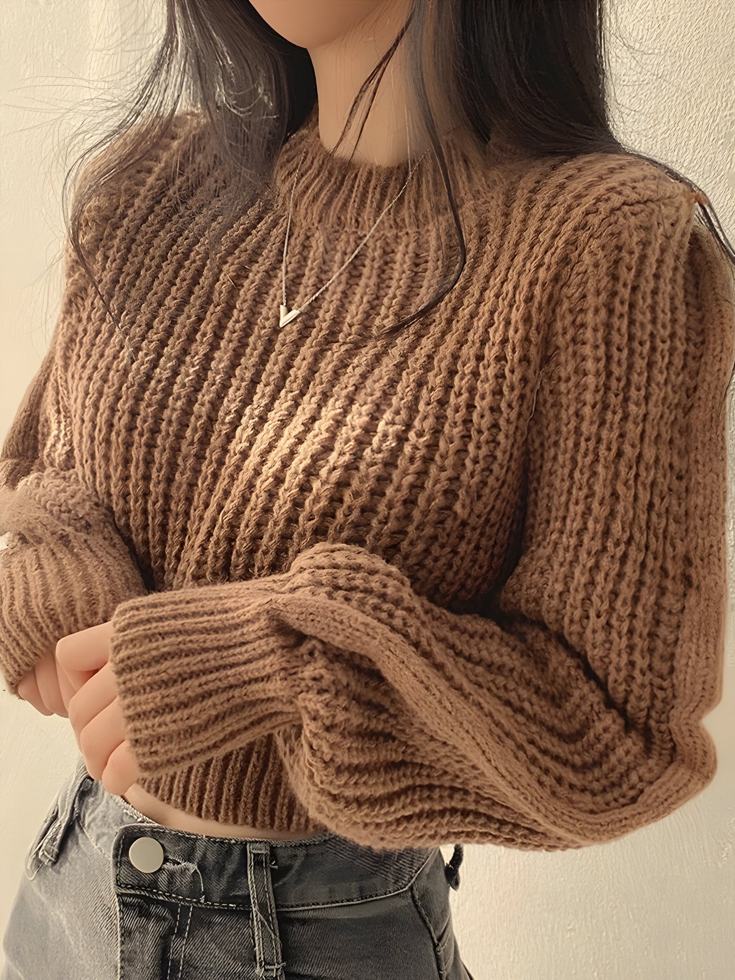 Soft Knit Cropped Sweater Top